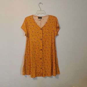 Soft Mustard Yellow Dress with Flowers